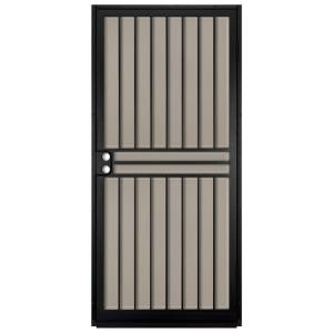 Unique Home Designs Guardian 36 in. x 80 in. Black Outswing Security Door with Tan Perforated Rust-free Aluminum Screen