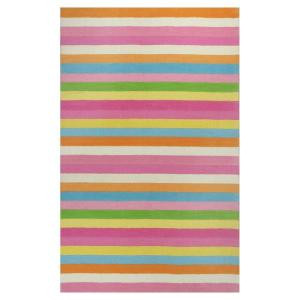 Kas Rugs Girls Stripe Pink/Ivory 5 ft. x 7 ft. 6 in. Area Rug