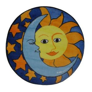 LA Rug Inc. Fun Time Shape Day and Night Multi Colored 39 in. Round Area Rug