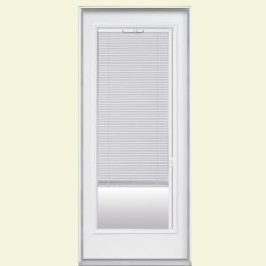 Masonite Premium Full Lite Mini Blind Primed Steel Entry Door with Brickmold