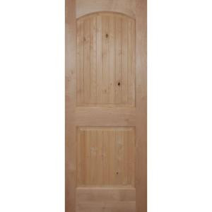 Builder's Choice 2-Panel Arch Top Unfinished Solid Core V-Grooved Knotty Alder Prehung Interior Door