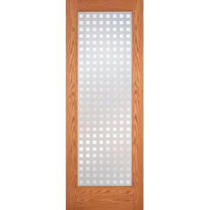Feather River Doors Multicube Woodgrain 1-Lite Unfinished Oak Interior Door Slab