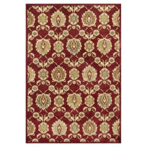 Kas Rugs Silky Tabriz Red/Cream 3 ft. 3 in. x 3 ft. 7 in. Area Rug