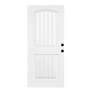Steves & Sons Premium 2-Panel Plank Primed White Steel Slab Entry Door