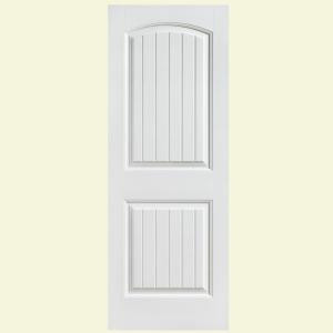 Masonite Safe-N-Sound Cheyenne Smooth 2-Panel Camber Top Plank Solid Core Primed Composite Interior Door Slab
