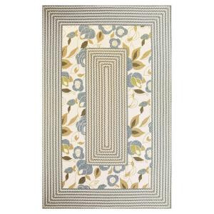 Kas Rugs Casual Floral Ivory/Blue 7 ft. 6 in. x 9 ft. 6 in. Area Rug