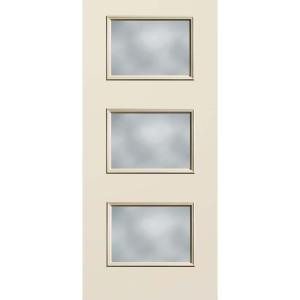 Builder's Choice 3 Lite Clear Glass Unfinished Fiberglass Raw Entry Door with Brickmould
