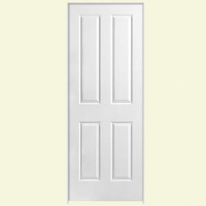 Masonite Safe-N-Sound Textured 4-Panel Square Solid Core Primed Composite Prehung Interior Door
