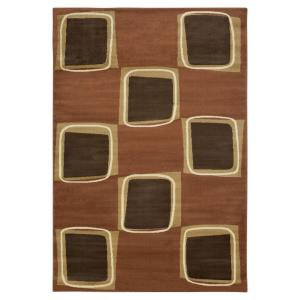Lavish Home Eight Square Rose and Brown 5 ft. x 7 ft. x 3 in. Area Rug