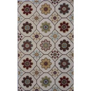 LR Resources Floral, Ivory in. Color, 7 ft. 9 in. x 9 ft. 9 in. Indoor Area Rug