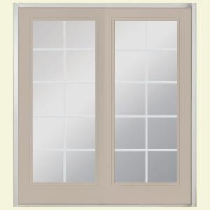 Masonite 72 in. x 80 in. Canyon View Right-Hand 10 Lite Fiberglass Patio Door with No Brickmold in Vinyl Frame