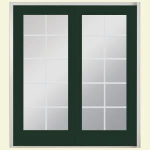 Masonite 72 in. x 80 in. Conifer Left-Hand 10 Lite Fiberglass Patio Door with No Brickmold in Vinyl Frame