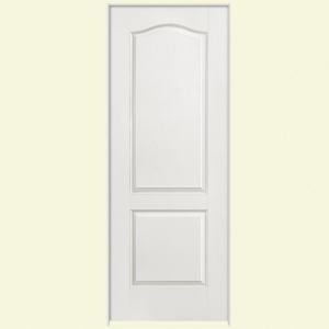 Masonite Safe-N-Sound Textured 2-Panel Arch Top Solid Core Primed Composite Prehung Interior Door