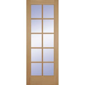 24 in. Clear Pine Wood 10 Lite French Slab Door