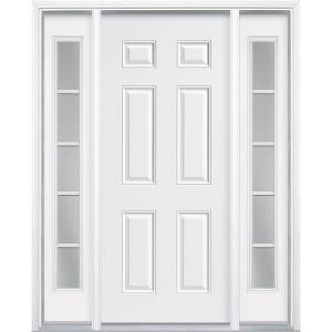 Masonite Premium 6-Panel Primed Steel Entry Door with Two 10 in. 5 Lite Sidelites