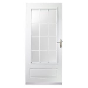 400 Series 36 in. White Aluminum Colonial Self-Storing Storm Door with Nickel Hardware