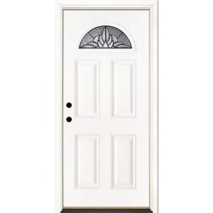 Feather River Doors Sapphire Patina Fan Lite Primed Smooth Fiberglass Entry Door