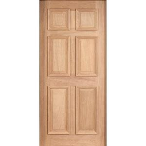 Main Door Solid Mahogany Type Unfinished 6-Panel Entry Door Slab