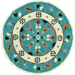 Loloi Rugs Gardenia Lifestyle Collection Teal Ivory 3 ft. x 3 ft. Round Area Rug