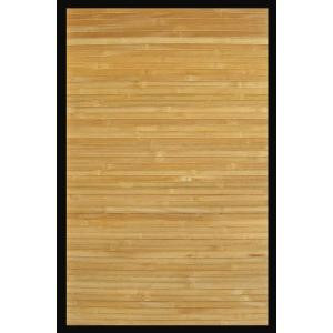 Anji Mountain Contemporary Natural Light Brown with Black Border 5 ft. x 8 ft. Bamboo Area Rug