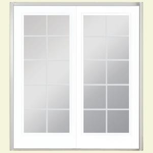 Masonite 72 in. x 80 in. Painted Prehung Right-Hand Inswing 10-Lite Steel Patio Door with No Brickmold