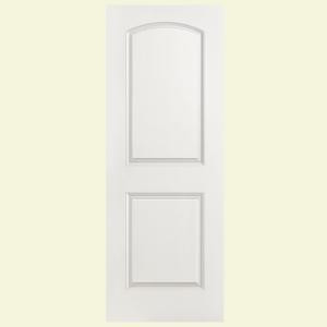Masonite Safe-N-Sound Roman Smooth 2-Panel Round Top Solid Core Primed Composite Interior Door Slab