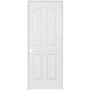 Steves & Sons 4-Panel Archtop Textured Primed White Evolution Solid Core Prehung Interior Door