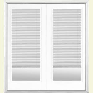 Masonite 72 in. x 80 in. Pure White Prehung Right-Hand Inswing Miniblind Steel Patio Door with Brickmold