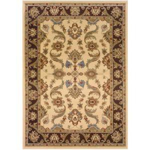 LR Resources Traditional Cream and Brown 1 ft. 10 in. x 3 ft. 1 in. Plush Indoor Area Rug