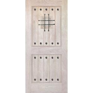 Rustic Mahogany Type Unfinished Solid Wood V-Groove Speakeasy Entry Door Slab