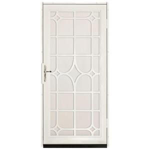 Unique Home Designs Lexington 36 in. x 80 in. Almond Outswing Security Door with Almond Perforated Screen and Polished Brass Hardware