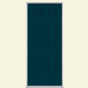 Masonite 6-Panel Painted Steel Entry Door with No Brickmold