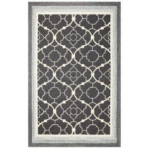 Kas Rugs Outdoor Filigree Charcoal 3 ft. 3 in. x 5 ft. 3 in. Area Rug