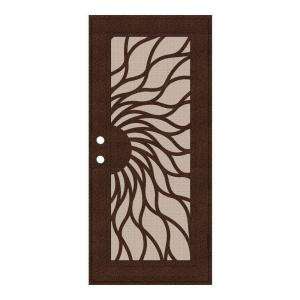 Unique Home Designs Sunfire 30 in. x 80 in. Copper Right-hand Surface Mount Security Door with Desert Sand Perforated Aluminum Screen