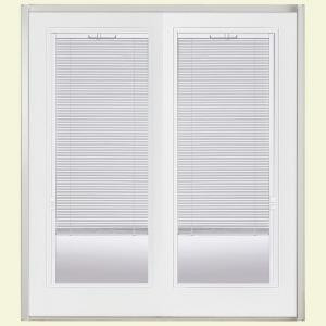 Masonite 60 in. x 80 in. White Steel Prehung Right-Hand Inswing Miniblind Patio Door with Brickmold in Vinyl Frame