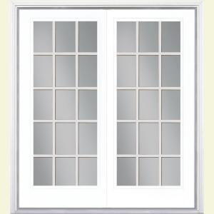 Masonite 60 in. x 80 in. Pure White Steel Prehung Right-Hand Inswing 15 Lite Patio Door with Brickmold in Vinyl Frame