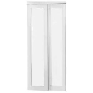 TRUporte 2010 Series 48 in. x 80 in. White 1 Lite Composite Universal Grand Sliding Door