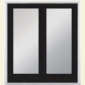 Masonite 72 in. x 80 in. Jet Black Steel Prehung Left-Hand Inswing 1 Lite Patio Door with Brickmold