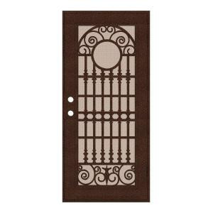 Unique Home Designs Spaniard 36 in. x 80 in. Copper Right-handed Surface Mount Aluminum Security Door with Desert Sand Perforated Screen
