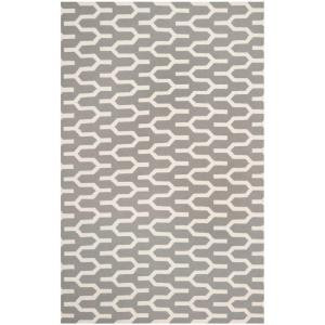 Safavieh Dhurries Silver/Ivory 4 ft. x 6 ft. Area Rug