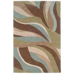 LR Resources Free Flowing Abstract Design, Blue and Brown Color 7 ft. 9 in. x 9 ft. 9 in. Indoor Area Rug