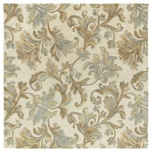 Kaleen Calais Floral Waterfall Ivory 8 ft. x 8 ft. Square Area Rug
