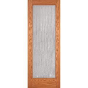 Feather River Doors Bamboo Casting Woodgrain 1-Lite Unfinished Oak Interior Door Slab