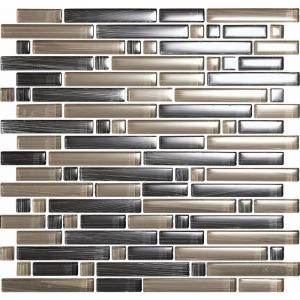 EPOCH Brushstrokes Grigio-1504-S Strips Mosaic Glass Mesh Mounted - 4 in. x 4 in. Tile Sample