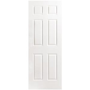 Masonite 6-Panel Textured Solid Core Primed Composite White Prehung Interior Door