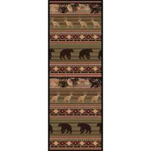 Tayse Rugs Nature Green 2 ft. 7 in. x 7 ft. 3 in. Lodge Runner