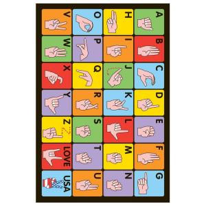 LA Rug Inc. Fun Time Sign Language Multi Colored 19 in. x 29 in. Accent Rug