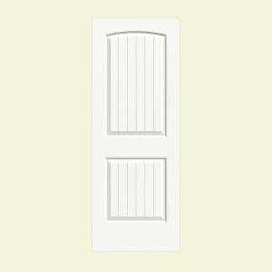 Smooth 2-Panel Arch Top V-Groove Solid Core Painted Molded Interior Door Slab