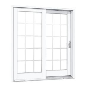 MasterPiece Composite 59-1/4 in. x 79-1/2 in. White Right-Hand Smooth Interior with 15 Lite Grilles Between Glass Sliding Patio Door