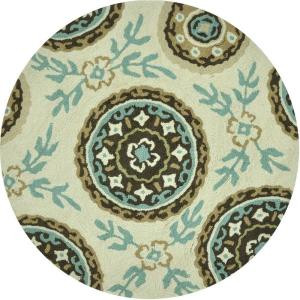 Loloi Rugs Summerton Life Style Collection Ivory Teal 3 ft. Round Area Rug